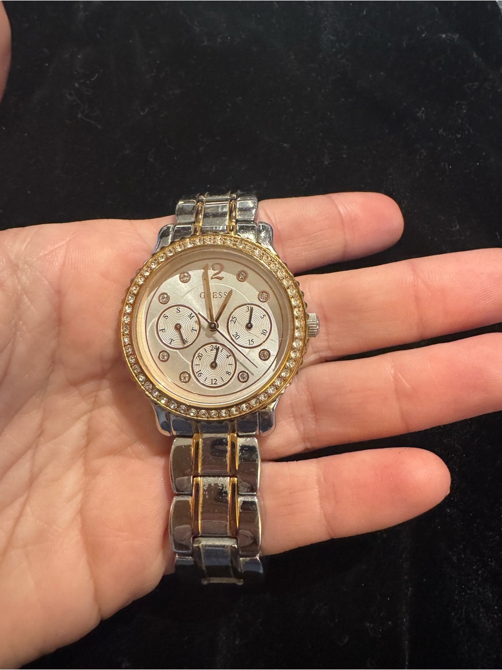 Guess Two-Tone Crystal Accent Ladies Watch - Gold & Silver